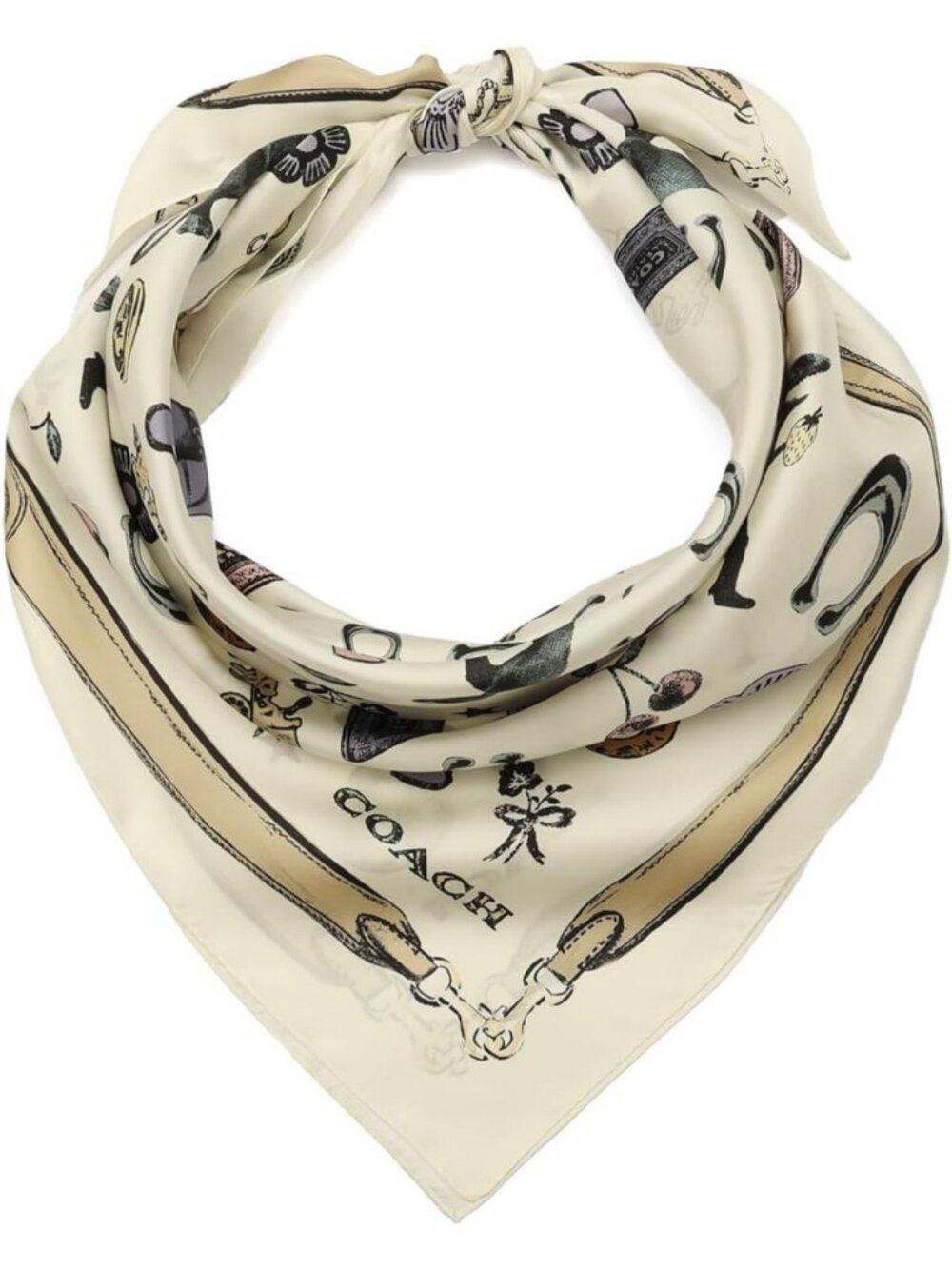 Elegant Printed Silk Square Scarf with Iconic Motifs - Fashion Accessory